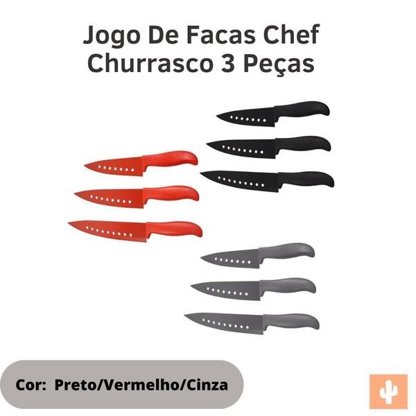 Imagem de Jogo de Facas Chef Churrasco 3 Peças Sortido