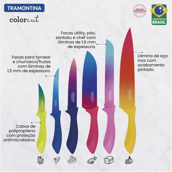 Imagem de Jogo De Facas Colorcut 6 Peças Aço Inox 23099832 Tramontina