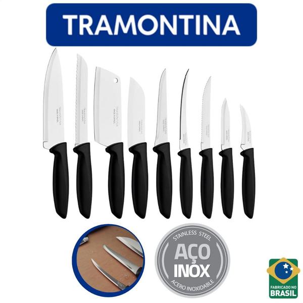 Jogo De Facas Faqueiro Aço Inox 9 Peças Plenus Tramontina Jogo De Facas Faqueiro Aço Inox 9 Peças Plenus Tramontina