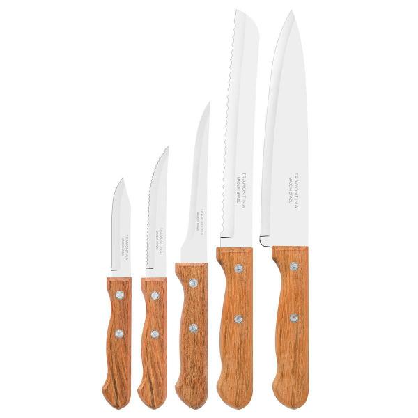 Imagem de Jogo De Facas Inox 5Pc Dynamic Cabo Madeira, Tramontina