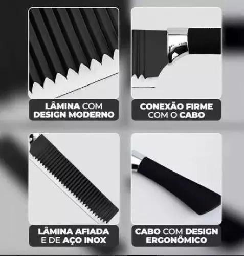 Jogo De Facas Para Churrasco Antiaderente Cor Preto: Cortes Precisos, Sabor Intenso - MR Imagem de Jogo De Facas Para Churrasco Antiaderente Cor Preto: Cortes Precisos, Sabor Intenso