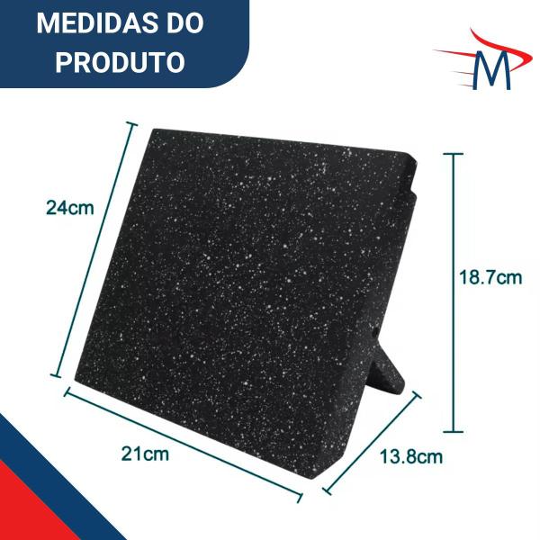 Imagem de Jogo de Facas Preto Inox Base Magnética + 5 Potes + Avental Impermeável