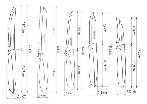 Imagem de Jogo De Facas Tramontina 10pçs Em Aço Inox Kit Cozinha
