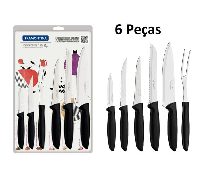 Jogo de Facas Tramontina Plenus Profissional Chef Cozinha 6 Peças Imagem de Jogo de Facas Tramontina Plenus Profissional Chef Cozinha 6 Peças
