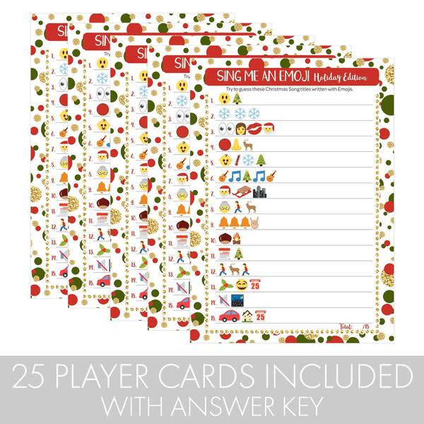 Jogo de festa de Natal DISTINCTIVS Sing Me an Emoji para 25 jogadores Imagem de Jogo de festa de Natal DISTINCTIVS Sing Me an Emoji para 25 jogadores