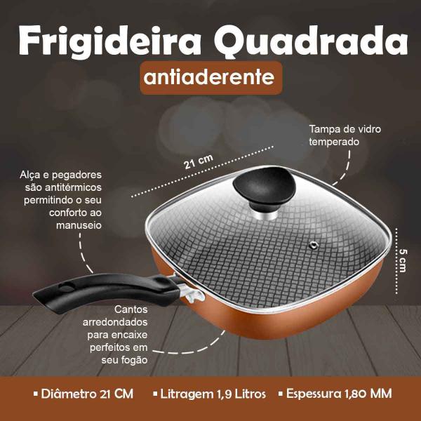 Imagem de Jogo De Frigideiras Antiaderente Cobre 3 Peças Funda Com Tampa De Vidro Clear Coat Patolux