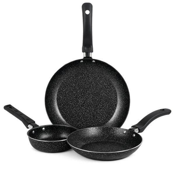 Jogo De Frigideiras Francesas 3 Peças 14 18 24cm Preto Nacional - Alumínio Nacional