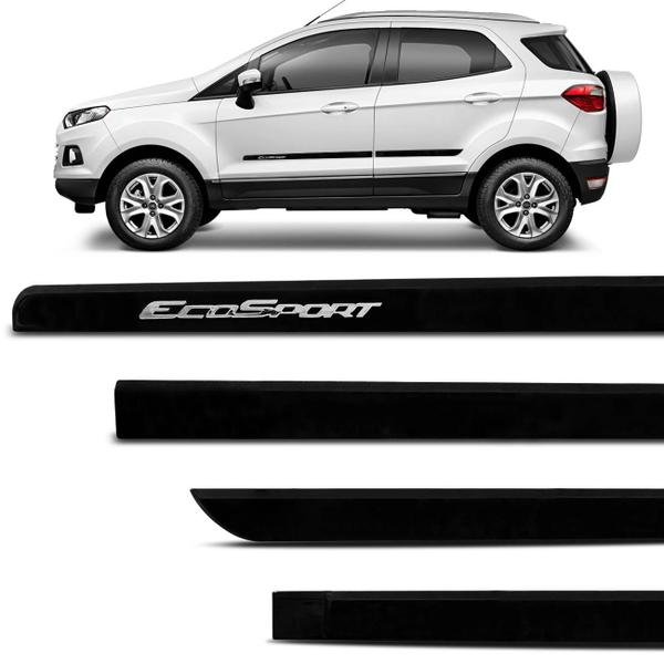 Imagem de Jogo de Friso Lateral Ecosport 2013 a 2020 Black Piano com Grafia Cromada Tipo Borrachão