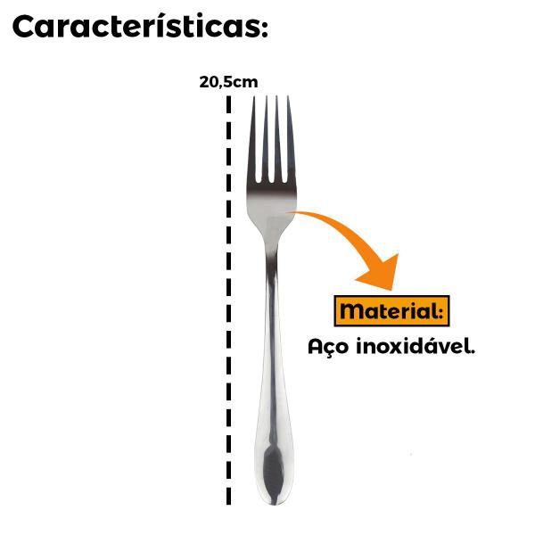 Imagem de Jogo De Garfos De Mesa 6 Peças Em Aço Inox Conjunto Buffet Premium Hotel Almoço Janta Prata Talheres Macarrão