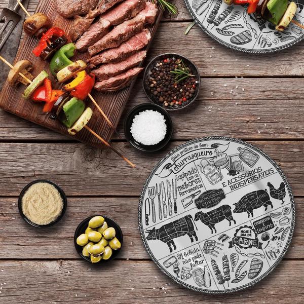 Imagem de Jogo De Jantar Churrasco Kit Pratos Cerâmica e Molheira 4pcs Alleanza