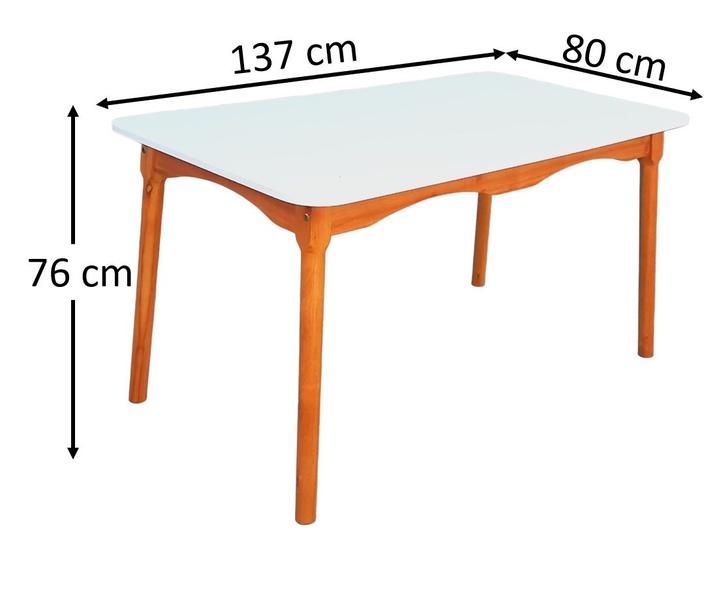 Imagem de Jogo de Jantar Colonial Brisa Mesa 137X80 cm + 06 Cadeiras Branca ( TAMPO BRANCO ) BASE MEL