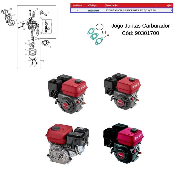 Imagem de Jogo De Juntas Carburador Motor 5.5/6.5/7.0hp Branco Toyama