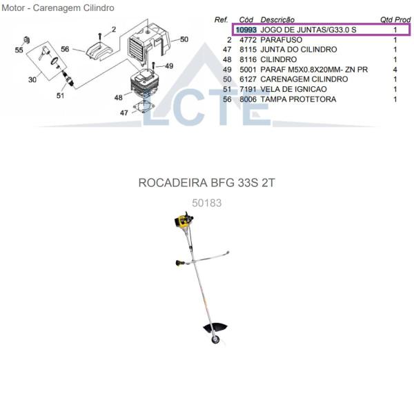 Imagem de Jogo de Juntas para Roçadeira Buffalo BFG33 2T 10993