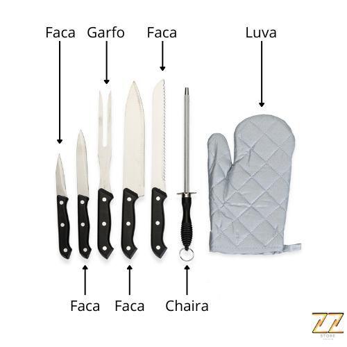 Imagem de Jogo de Kit Para Churrasco 7 Peças e Tábua