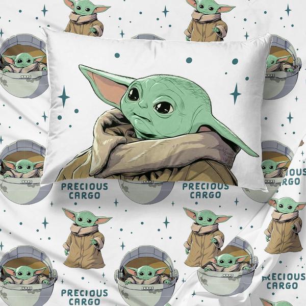 Imagem de Jogo de Lençóis Infantil The Mandalorian Baby Yoda  3 Peças Macias e Duráveis