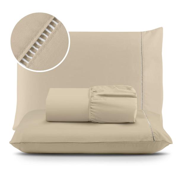 Jogo de Lençol 03 Peças 400 Fios MicroPercal Ponto Palito - Cama Solteiro Casal Queen King... Jogo de Lençol 03 Peças 400 Fios MicroPercal Ponto Palito - Cama Solteiro Casal Queen King...