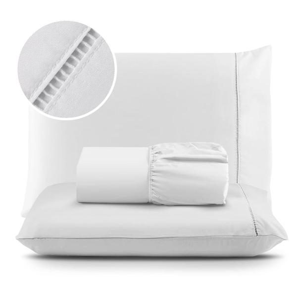 Jogo de Lençol 03 Peças 400 Fios MicroPercal Ponto Palito - Cama Solteiro Casal Queen King... Jogo de Lençol 03 Peças 400 Fios MicroPercal Ponto Palito - Cama Solteiro Casal Queen King...