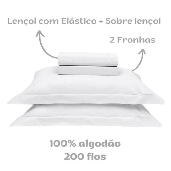 Imagem de Jogo de Lençol Cama Casal 4 peças  200 Fios Reffinata Color