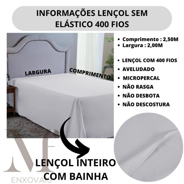 Imagem de Jogo de Lençol Cama Casal 400 Fios com Elástico 4 peças Toque Macio Lindo