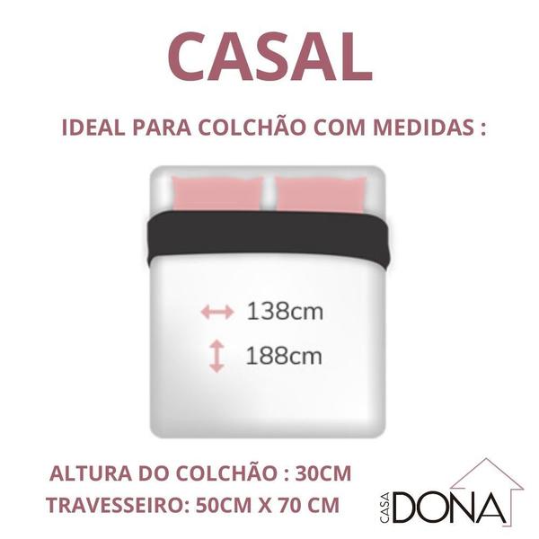 Imagem de Jogo de Lençol Cama Casal 400 Fios  Ponto Palito 3 Peças Casal Royal Casa Dona