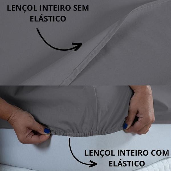 Imagem de Jogo de Lençol Cama Casal Super King Percal 4 Pçs 400 Fios