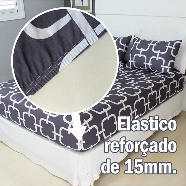 Imagem de Jogo de Lençol Casal 3 Peças Estampado COZZILAR - Malha 100% Algodão, Conforto Extra e Estilo Para Seu Quarto