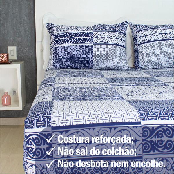 Imagem de Jogo de Lençol Casal 3 Peças Estampado COZZILAR - Malha 100% Algodão, Conforto Extra e Estilo Para Seu Quarto