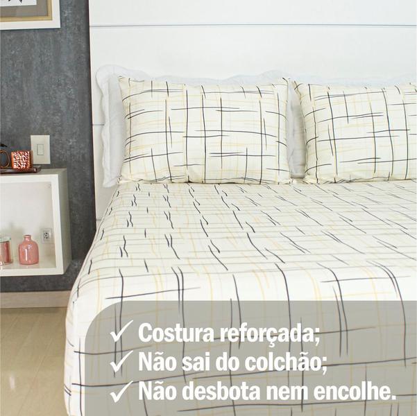 Imagem de Jogo de Lençol Casal 3 Peças Estampado COZZILAR - Malha 100% Algodão, Conforto Extra e Estilo Para Seu Quarto