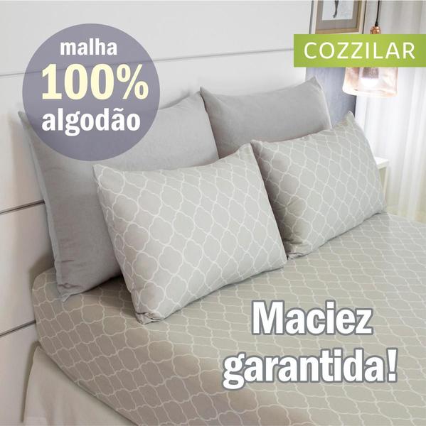 Imagem de Jogo de Lençol Casal 3 Peças Estampado COZZILAR - Malha 100% Algodão, Conforto Extra e Estilo Para Seu Quarto