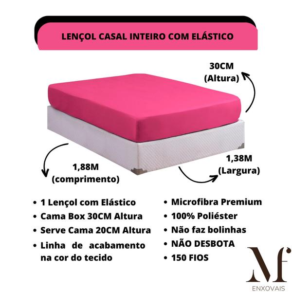 Imagem de Jogo de Lençol CASAL com Elástico Microfibra Premium 03 Peças Jogo de Cama Box 30CM Altura