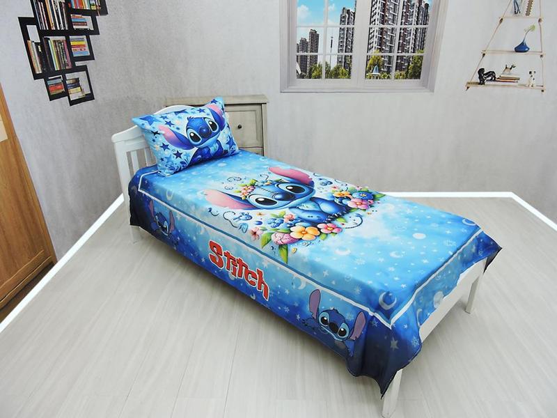 Jogo De Lençol Cobre Leito Fronha Stitch Infantil Decorativo - Fantasia Bras Imagem de Jogo De Lençol Cobre Leito Fronha Stitch Infantil Decorativo