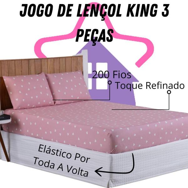 Imagem de Jogo de Lençol king 3 Peças 200 Fios Percal Estampado