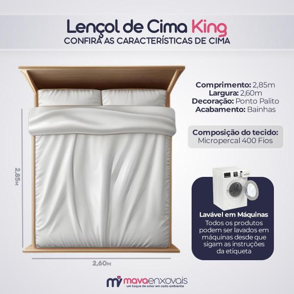 Imagem de Jogo de Lençol King 4 Peças 400 Fios Ponto Palito com Elástico Cama Box