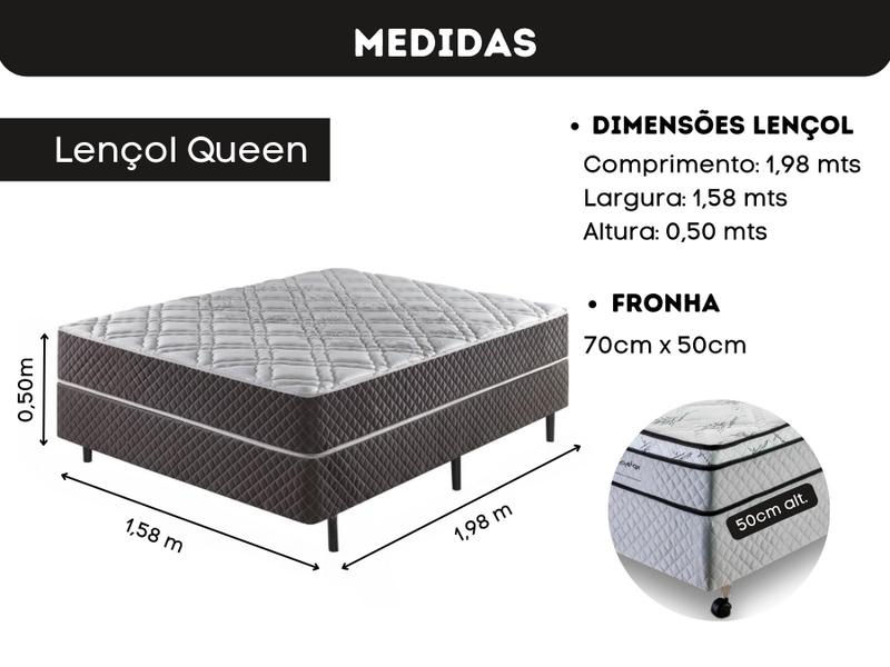 Imagem de Jogo de Lençol Luva Conjugado QUEEN 3 Peças Algodão Percal 200 fios  para Cama Box Dispensa Saia