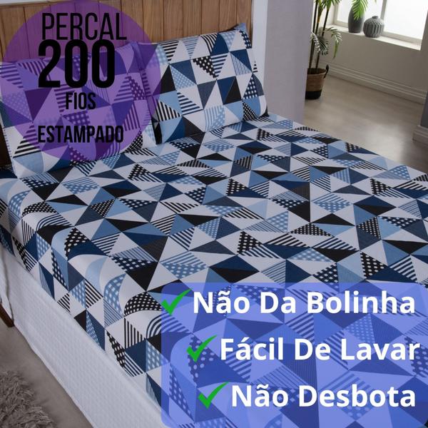 Jogo De lençol Queen 3 peças 200 Fios percal Estampado - Bela Casa Shopping Home Imagem de Jogo De lençol Queen 3 peças 200 Fios percal Estampado