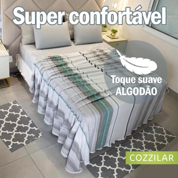 Imagem de Jogo de Lençol Queen 4 Peças Estampado COZZILAR - Malha 100% Algodão, Toque Delicado e Elegância para Seu Quarto