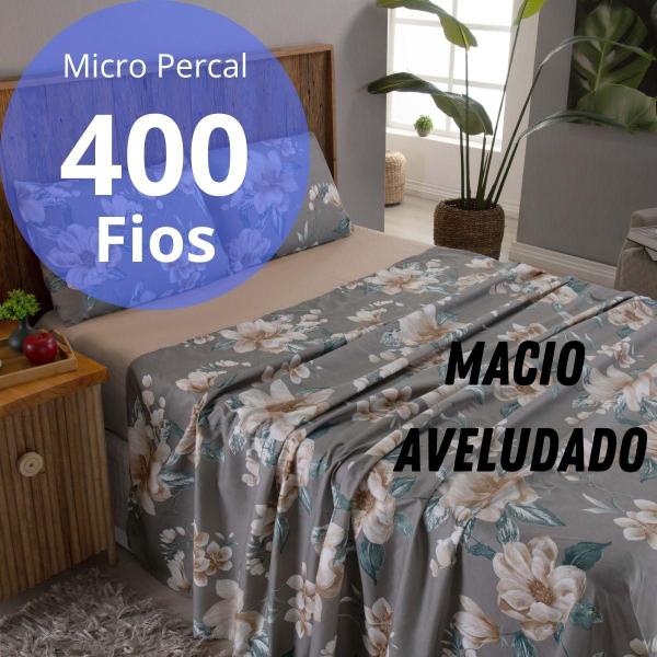 Imagem de Jogo De Lençol Queen 4 Peças Micro Percal Estampado Macio