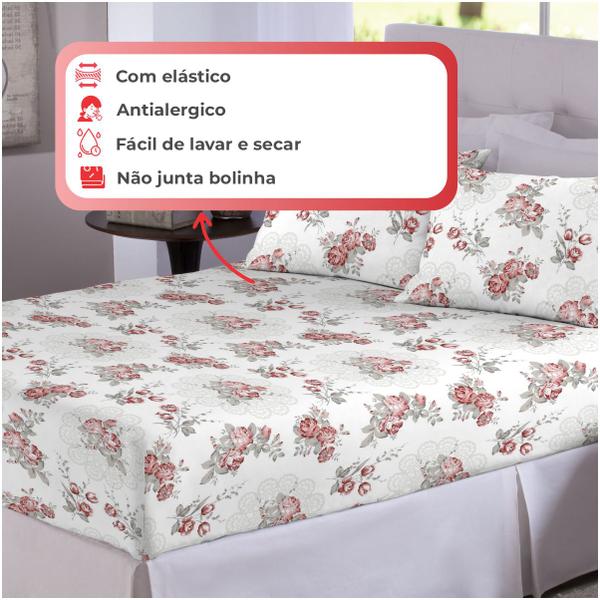 Imagem de Jogo de Lençol Simples Solteiro MicroPercal Cama Box 2 Peças