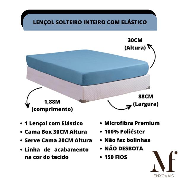 Imagem de Jogo de Lençol Solteiro com Elástico Microfibra Premium 02 Peças Jogo de Cama Box 30CM Altura