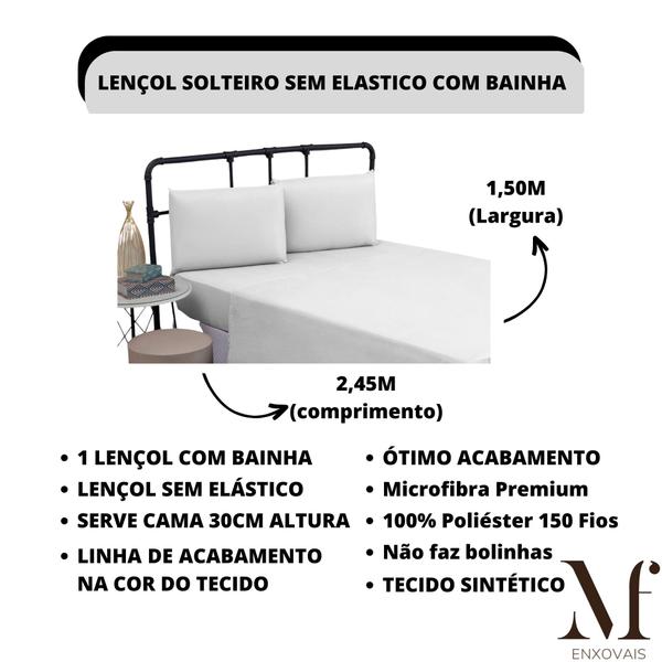 Imagem de Jogo de Lençol Solteiro com Elástico Microfibra Premium 03 Peças Jogo de Cama Box 30CM Altura