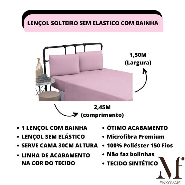 Imagem de Jogo de Lençol Solteiro com Elástico Microfibra Premium 03 Peças Jogo de Cama Box 30CM Altura