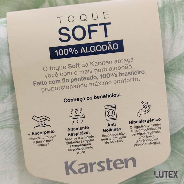 Imagem de Jogo de Lençol Solteiro Karsten Percal 160 Fios 100% Algodão Estampado Cama 3 Peças