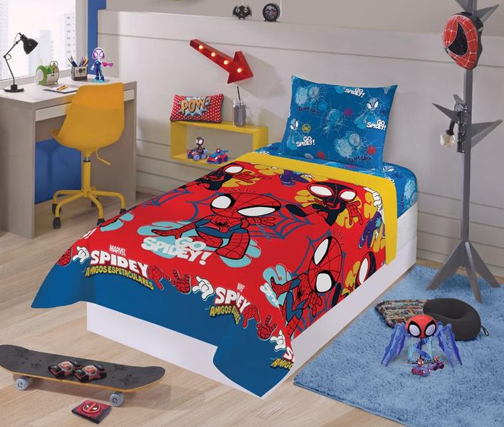 Imagem de Jogo de Lençol Solteiro Spidey Infantil Aranha Funko Pop 3 peças Com Elástico