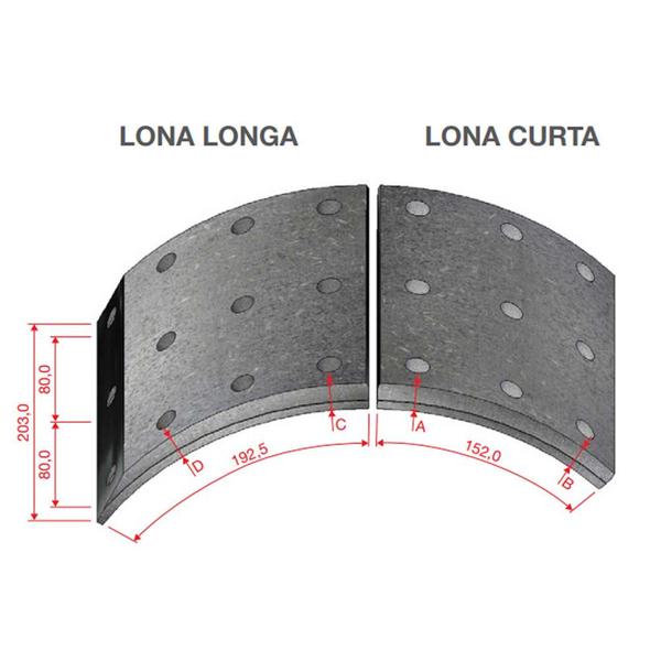 Imagem de Jogo de lona de freio Volvo B10 N10 NL10 N12 L664 - Lonaflex