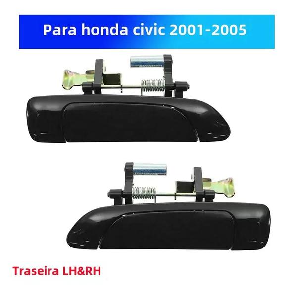 Imagem de Jogo de Maçanetas Externas Pretas para Honda Civic 2001-2005 (4 Unidades)