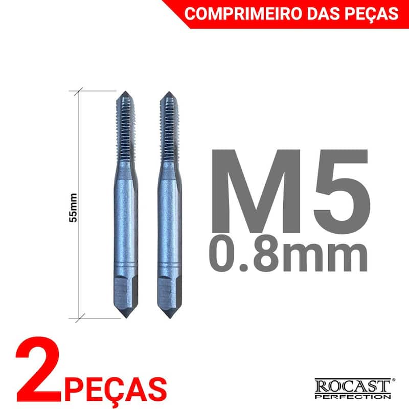 Jogo De Macho Manual M5 x 0,8 Aço Liga WS-M 2 Peças Rocast - Vira