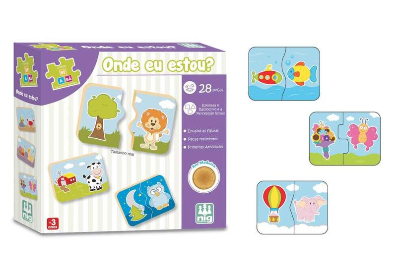 Jogo de Madeira Educativo Onde eu estou - Nig Imagem de Jogo de Madeira Educativo Onde eu estou - Nig