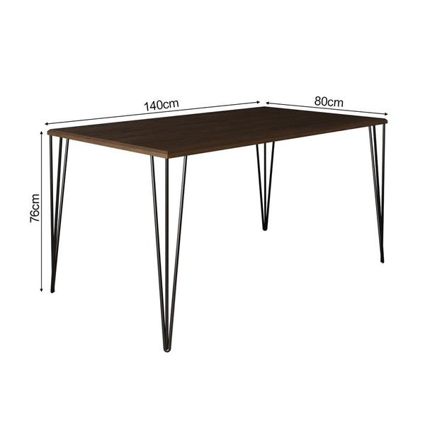 Imagem de Jogo de Mesa Elen Retangular Tampo de Madeira 140x80cm Preto com 4 Cadeiras Katrina Off White Assent