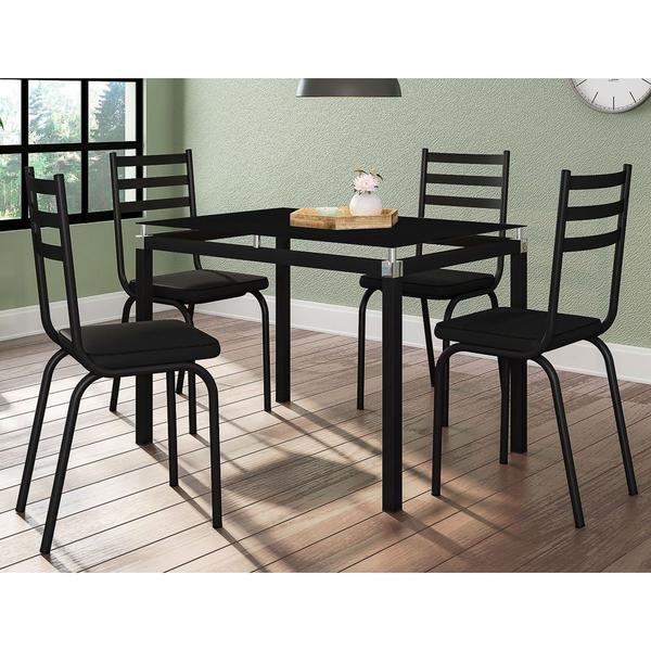 Imagem de Jogo de Mesa Malva 107cm e 4 Cadeiras 118 Preto - Artefamol