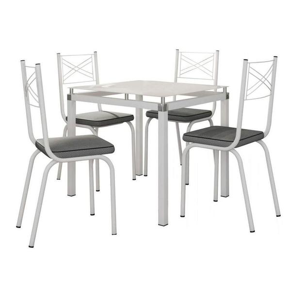 Imagem de Jogo De Mesa Malva 75Cm E 4 Cadeiras 119 Branco/Platina